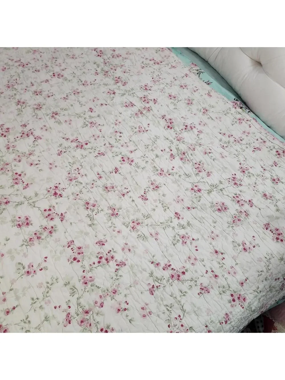 Twin Simply Shabby Chic Floral Quilt Pink Cottage Core Bedding Cabbage Rose